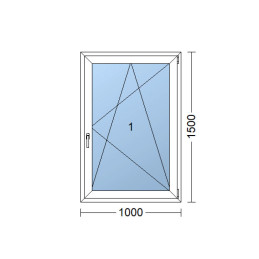 Plastové okno | 100 x 150 cm (1000 x 1500 mm) | bílé | otevíravé i sklopné | pravé