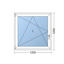 Plastové okno | 120x120 cm (1200x1200 mm) | bílé | otevíravé i sklopné | levé