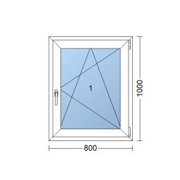 Plastové okno | 80 x 100 cm (800 x 1000 mm) | bílé | otevíravé i sklopné | pravé