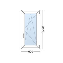 Plastové okno | 60 x 120 cm (600 x 1200 mm) | bílé |otevíravé i sklopné | pravé